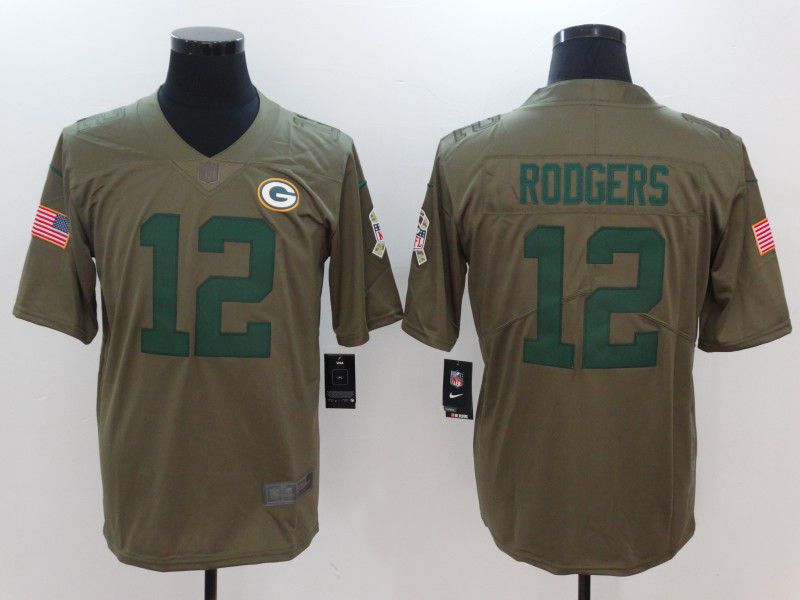 Men Green Bay Packers #12 Rodgers green Nike Olive Salute To Service Limited NFL Jersey->new england patriots->NFL Jersey